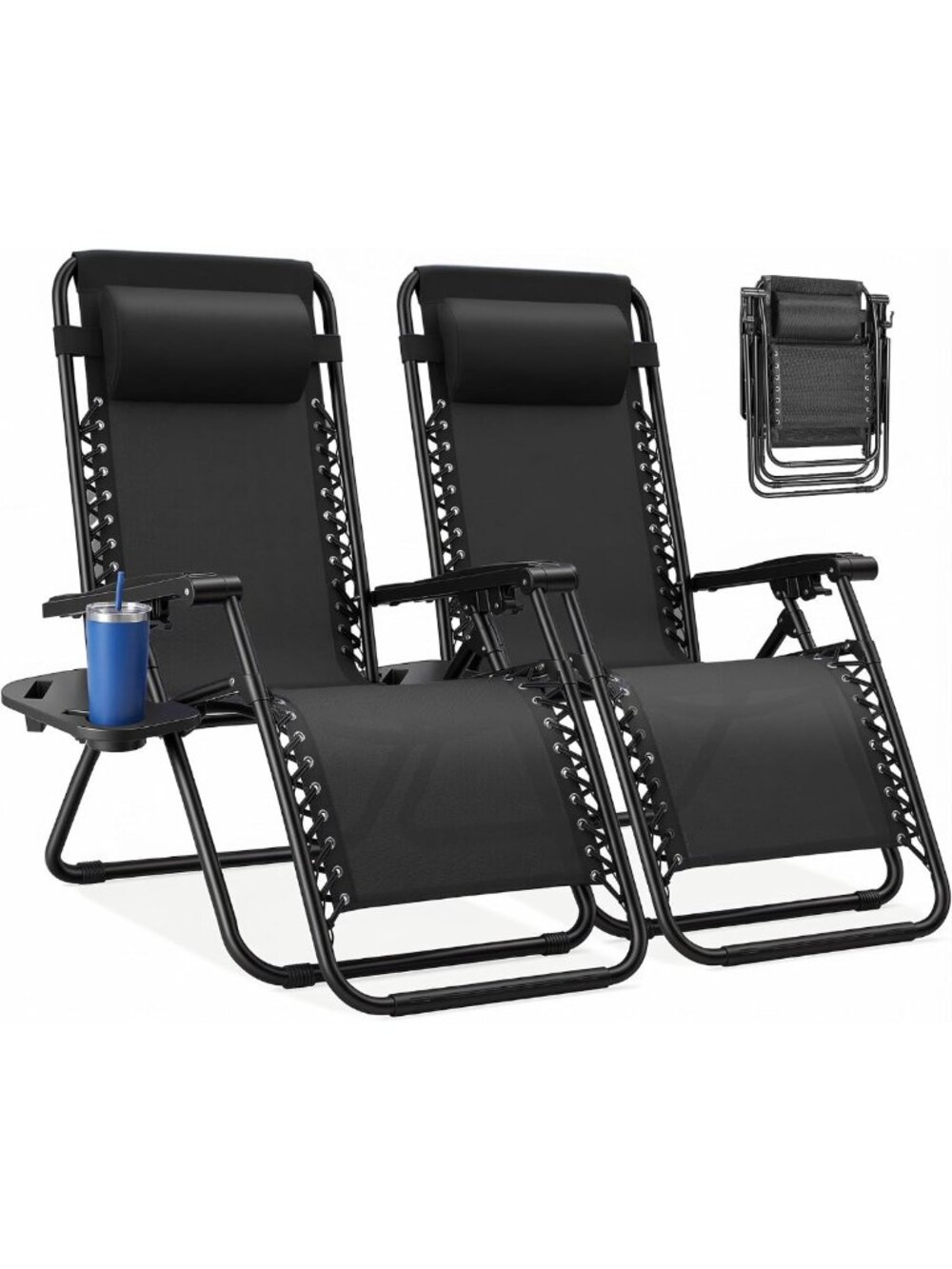 Set of 2 Zero Gravity Folding Lounge Recliner Chairs - Outdoor Relaxation